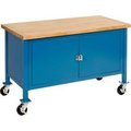 Global Equipment Mobile Cabinet Workbench - Maple Square Edge, 72"W x 30"D, Blue 249206BL